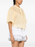 Marant Etoile Yellow Button Front Short Sleeve Embroidered Blouse 2