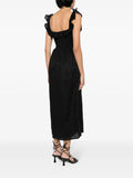 Faithfull The Brand Black Frilled Shoulder Strap Midi Dress 3