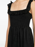Faithfull The Brand Black Frilled Shoulder Strap Midi Dress 4