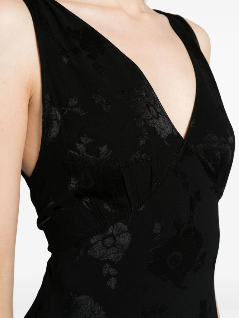 Rixo Black V-neck Sleeveless Midi Dress 4