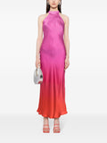 Rixo Pink Orange Ombre Sleeveless Halterneck Midi Dress 1