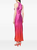 Rixo Pink Orange Ombre Sleeveless Halterneck Midi Dress 3