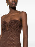 Self-Portrait Brown Sleeveless Rhinestone Embellished Maxi Dress 4