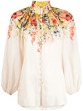 Zimmermann White Multicoloured Floral Buttoned Blouse