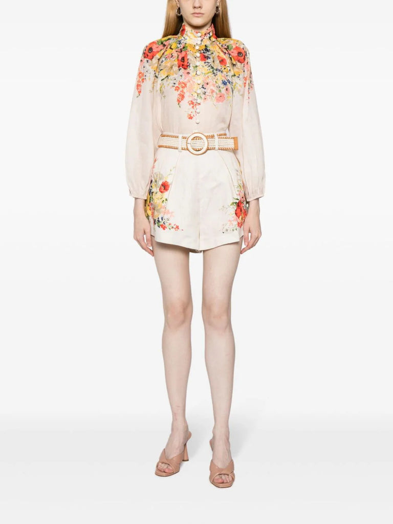 Zimmermann White Multicoloured Floral Buttoned Blouse 1