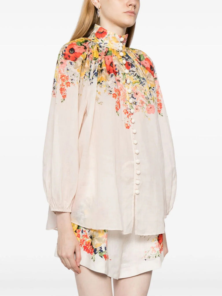 Zimmermann White Multicoloured Floral Buttoned Blouse 2