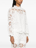 Zimmermann White Frilled Neck Embroidered Blouse 2