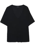 Anine Bing Black V-neck Ribbed T-shirt