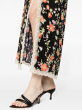 Rixo Black Multicoloured Floral Lace Trim Maxi Skirt 4