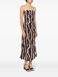 Faithfull The Brand Brown Cream Abstract Striped Sleeveless Midi Dress 2