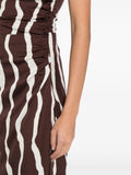 Faithfull The Brand Brown Cream Abstract Striped Sleeveless Midi Dress 4