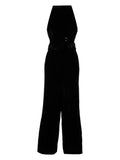 Rixo Black Sleeveless Velvet Jumpsuit 1