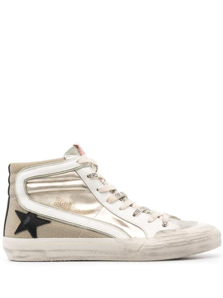 Golden Goose Gold Black Star High Top Trainers