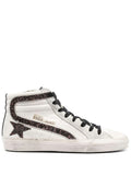 Golden Goose White Brown High Top Glitter Trainers