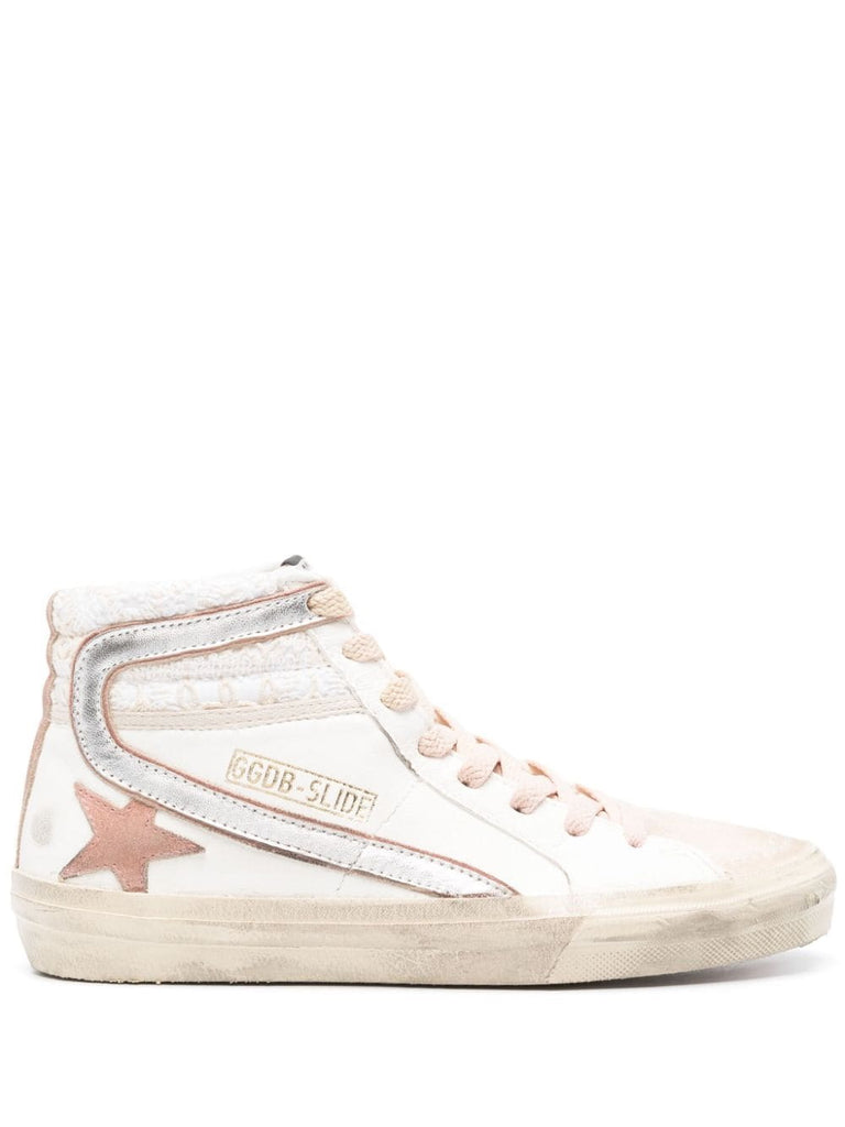 Golden Goose White Pink Silver High Top Trainers