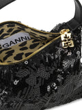 Ganni Black Sequin Pouch Bag 4