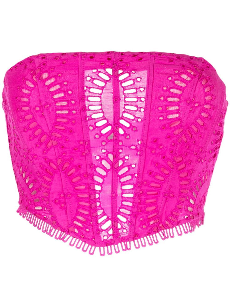 Charo Ruiz Ibiza Pink Embroidered Sleeveless Top