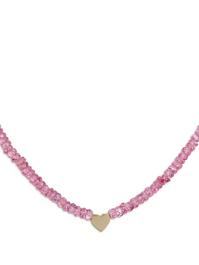 Roxanne First Pink Beaded Heart Necklace 1