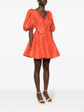 Zimmermann Orange Short Puffed Sleeve Flared Mini Dress 2