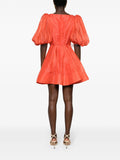 Zimmermann Orange Short Puffed Sleeve Flared Mini Dress 3