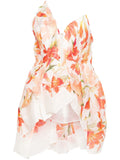 Zimmermann White Red Structured Asymmetric Draped Lily Print Top