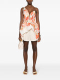 Zimmermann White Red Structured Asymmetric Draped Lily Print Top 1