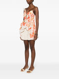 Zimmermann White Red Structured Asymmetric Draped Lily Print Top 2