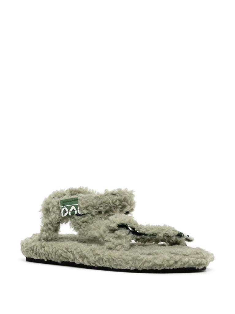 Arizona Love Green Faux Fur Sandals 1