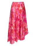 Aje Pink Red Rose Print Asymmetric Midi Skirt