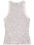 Ganni Pink Silver Sequin Tie Front Sleeveless Top 5