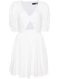 Rotate White Short Puffed Sleeve Mini Dress