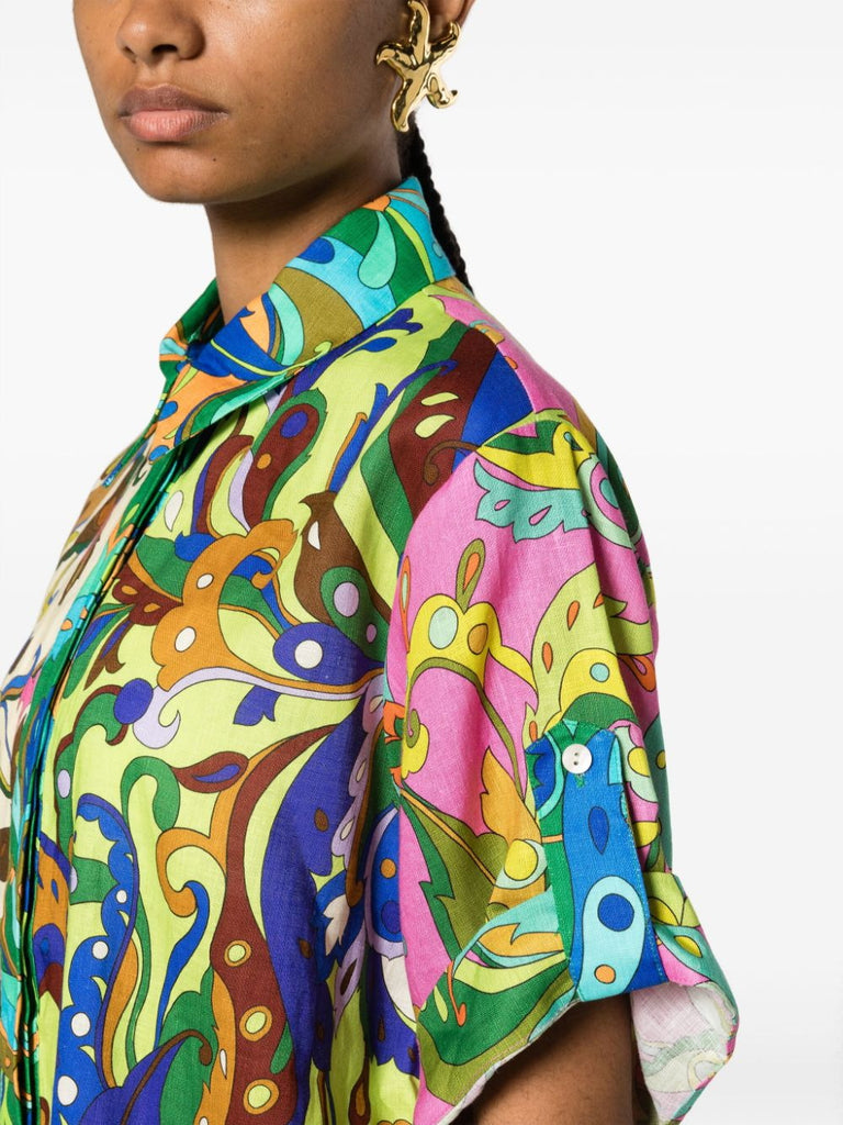 Alemais Multicoloured Abstract Print Short Sleeve Shirt 4