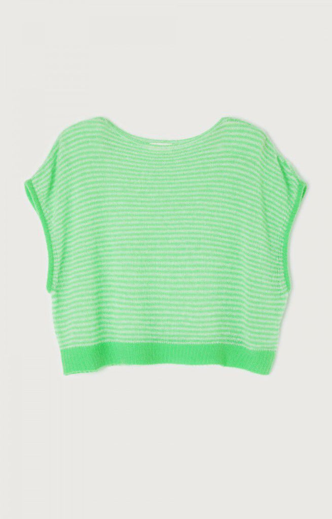 American Vintage Green Striped Sleeveless Knit Top