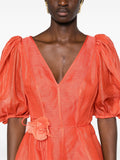 Zimmermann Orange Short Puffed Sleeve Flared Mini Dress 4