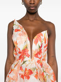 Zimmermann White Red Structured Asymmetric Draped Lily Print Top 4