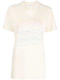 Marant Etoile Cream Distressed Logo Print T-shirt