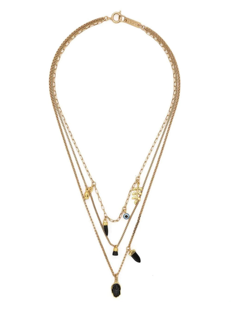 Isabel Marant Gold Black Layered Charm Necklace