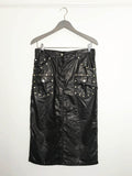 Dries Van Noten Black Stud Detail Faux Leather  Skirt