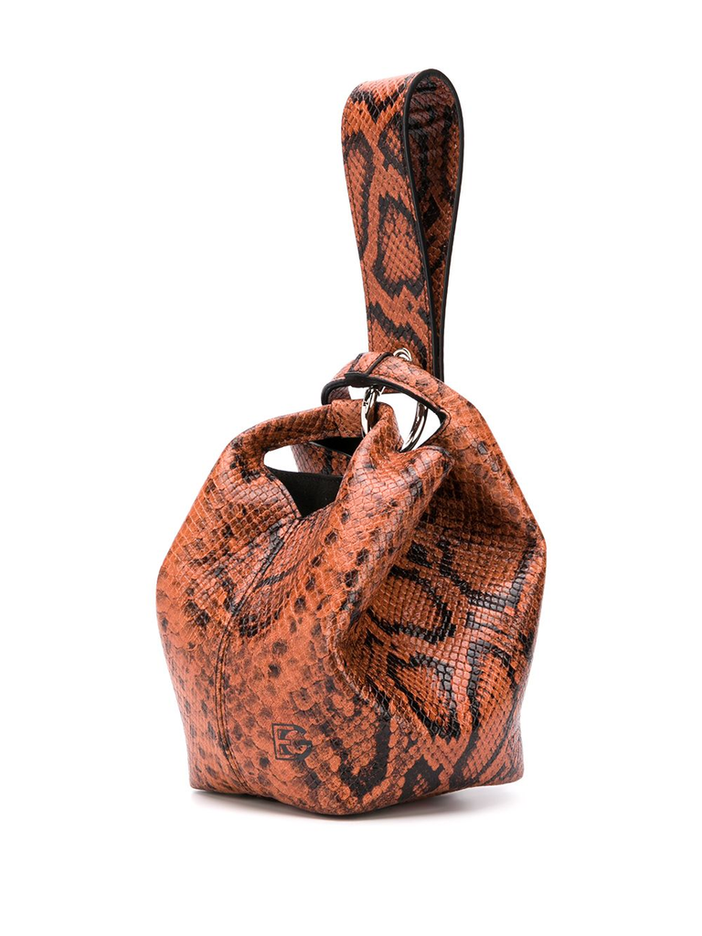 Elena Ghisellini Orange Snake Bucket Bag 2