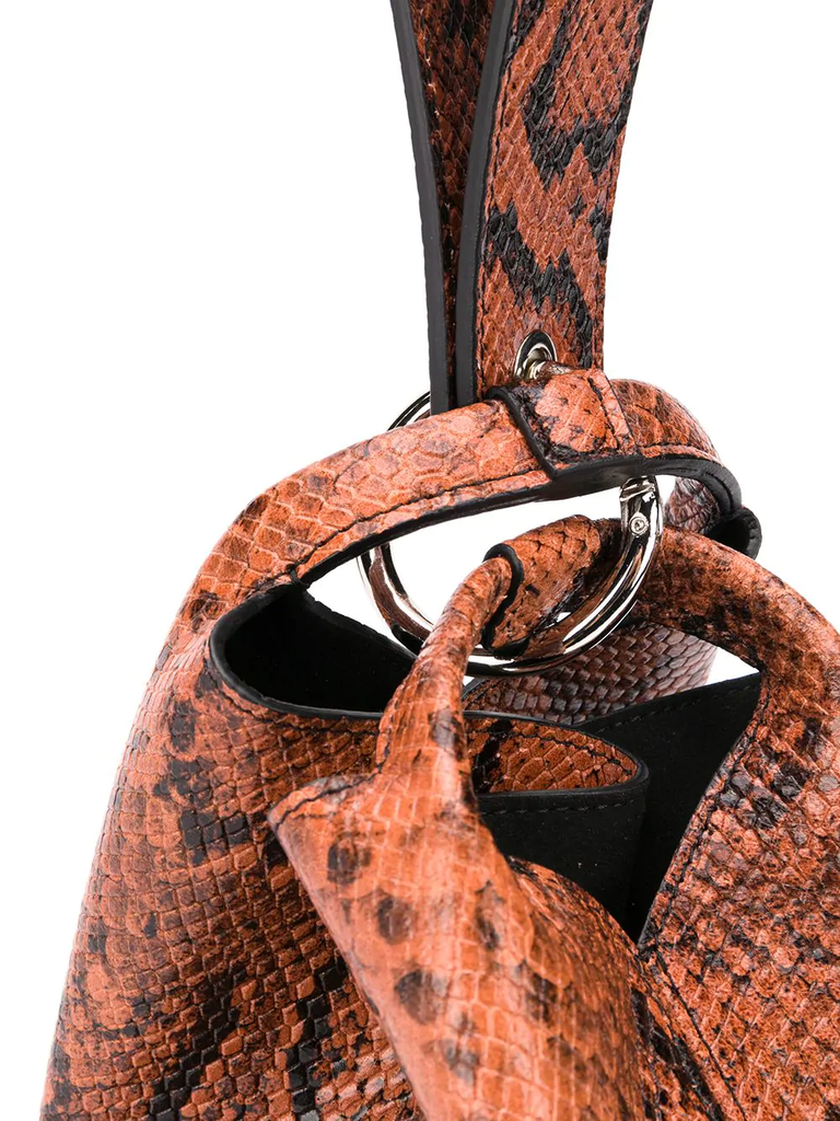 Elena Ghisellini Orange Snake Bucket Bag 3