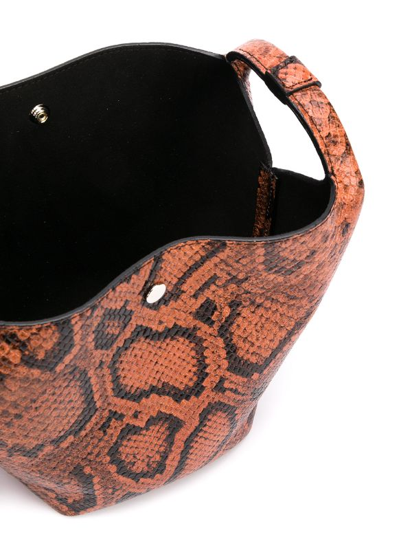 Elena Ghisellini Orange Snake Bucket Bag 4