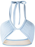 Faithfull The Brand Blue Bandeau Halterneck Bikini Top