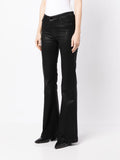 Paige Black Wet Look Flared Jeans 2