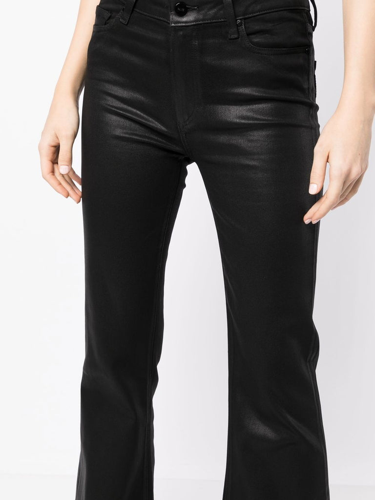 Paige Black Wet Look Flared Jeans 3