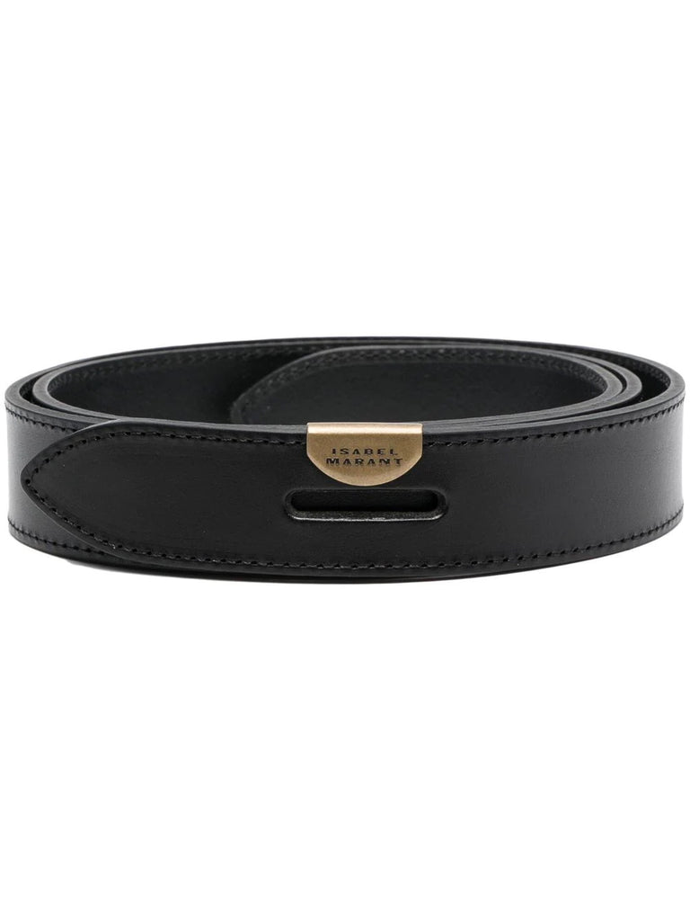 Isabel Marant Black Logo Leather Belt