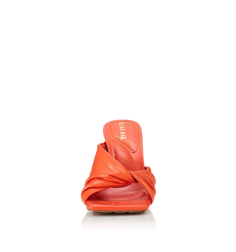 Alias Mae Orange Twisted Strap Open Toe Heels 4