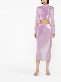Rotate Purple Sequin Turtleneck Cropped Top 1