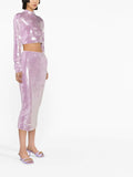Rotate Purple Sequin Turtleneck Cropped Top 2