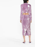 Rotate Purple Sequin Turtleneck Cropped Top 3