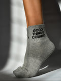 Soxygen Grey Good Things Coming Slogan Ankle Socks